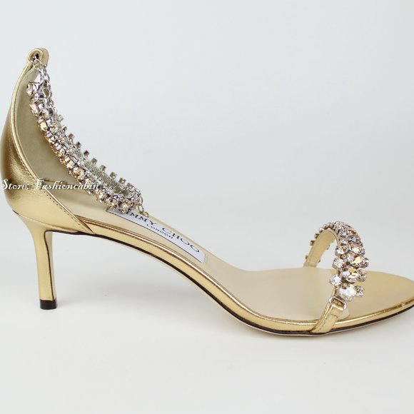 New JIMMY CHOO Shiloh60 Embellished Leather Sandal - Picture 10 of 16